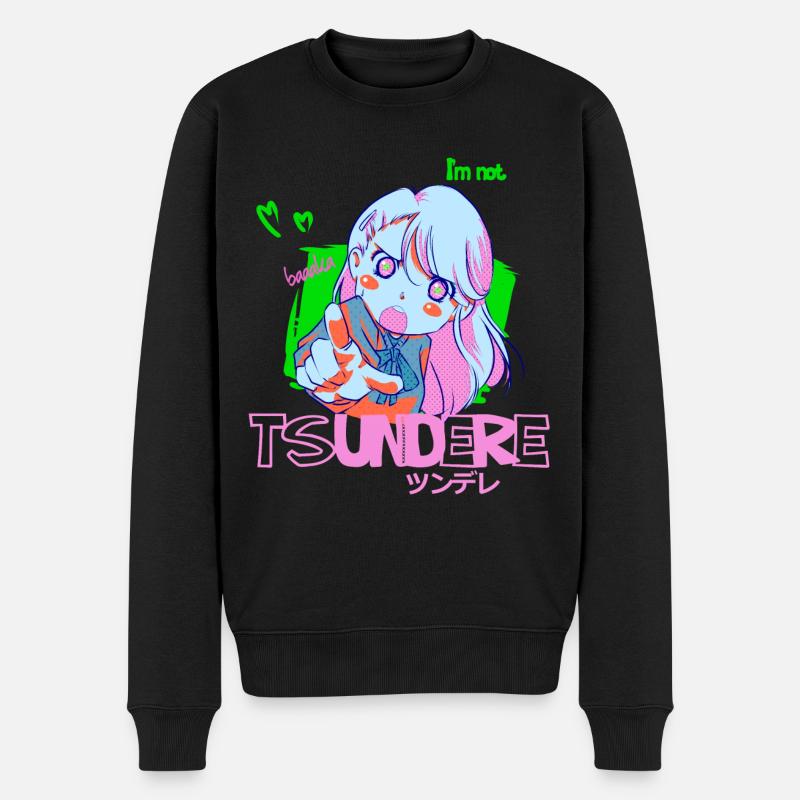 tsundere - Männer Premium Bio Pullover - Schwarz