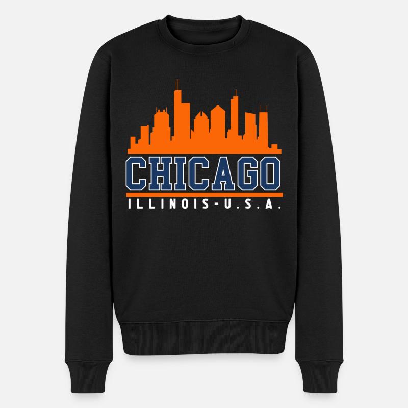Skyline von Chicago, Illinois - Männer Premium Bio Pullover - Schwarz