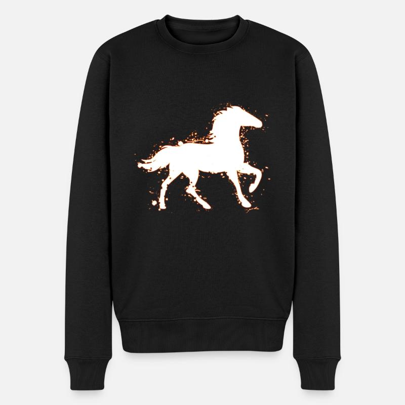 Pferd Pferde - Männer Premium Bio Pullover - Schwarz