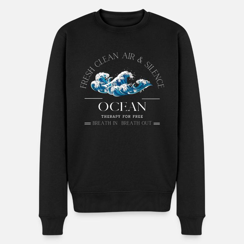 Ozean Wellen Entspannung Geschenk - Männer Premium Bio Pullover - Schwarz