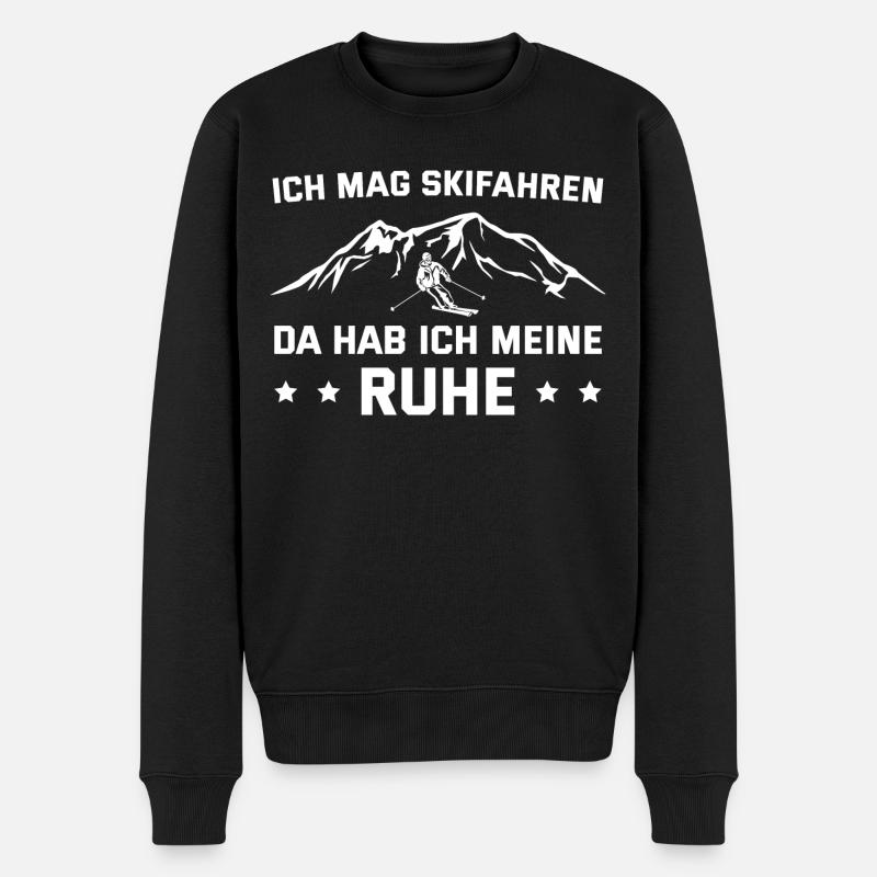 Skifahren Da hab ich Ruhe Skifahrer - Männer Premium Bio Pullover - Schwarz