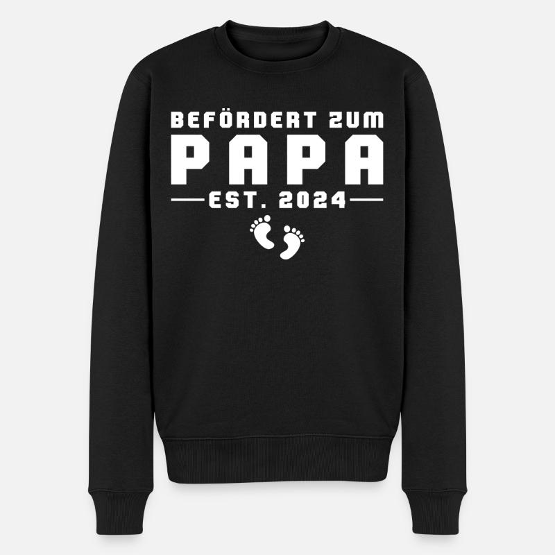 Schwangerschaftsankündigung 2024 Papa - Männer Premium Bio Pullover - Schwarz