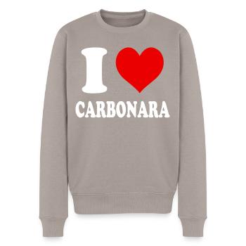 J’aime Carbonara Coeur Drôle D’ - Pull Premium bio Homme - taupe - Devant - Nico (187cm)