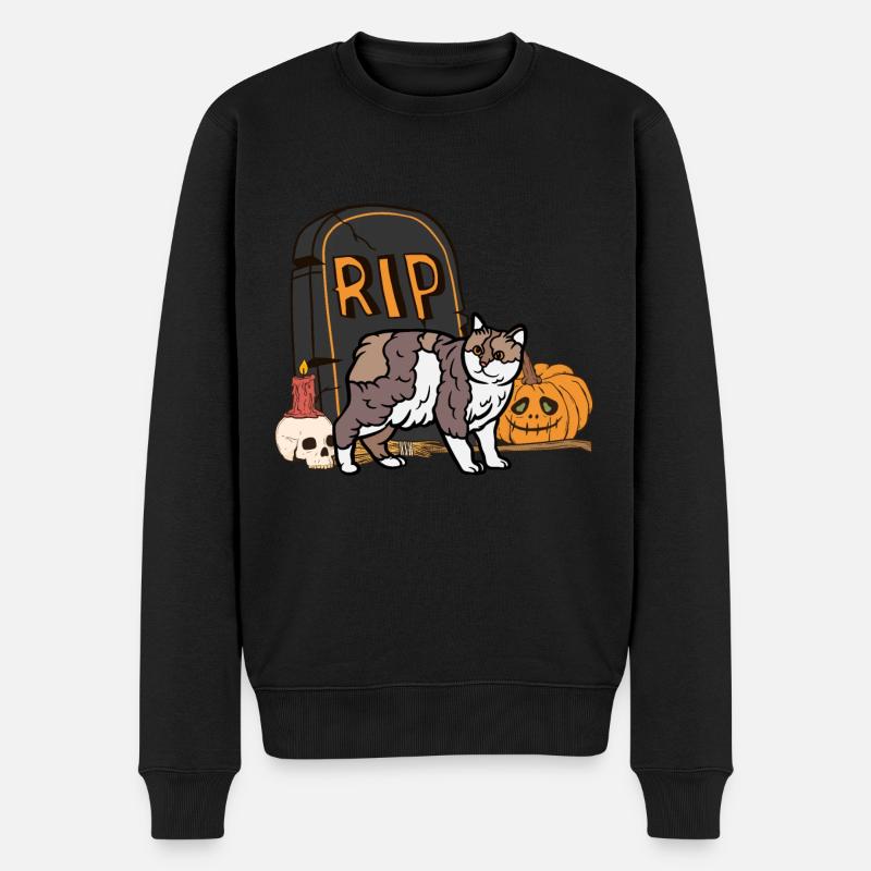 Mignon Chat d’Halloween Manx - Pull Premium bio Homme - noir