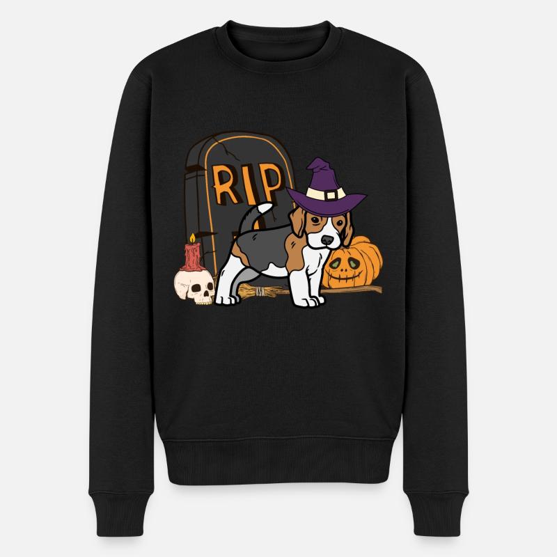 Süßer Beagle Halloween Hund - Männer Premium Bio Pullover - Schwarz