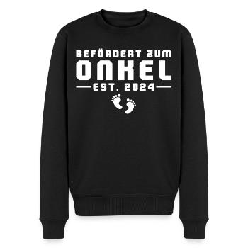 Schwangerschaftsankündigung 2024 Onkel - Männer Premium Bio Pullover - Schwarz - Vorne - Nico (187cm)