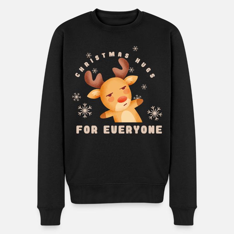 Weihnachts Rentier 2023 hell - Männer Premium Bio Pullover - Schwarz