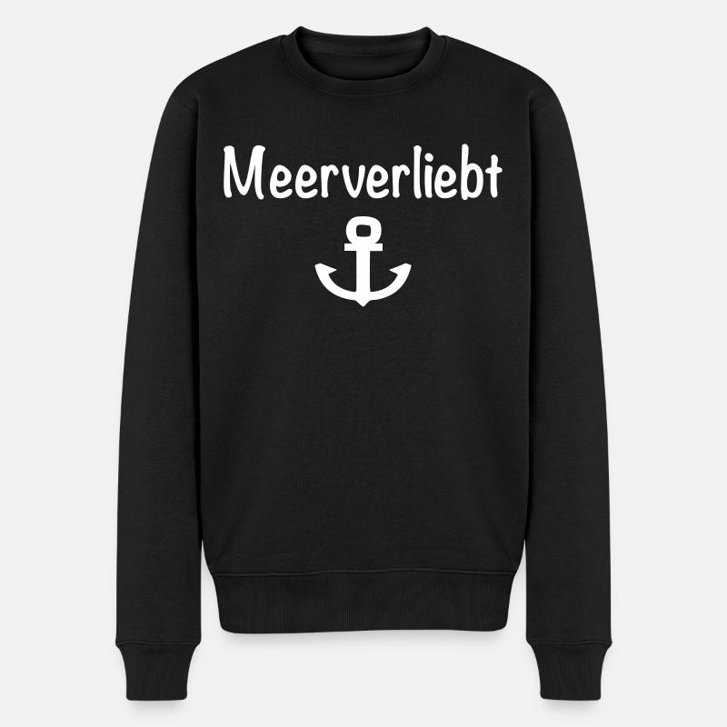 Meerverliebt weiß - Männer Premium Bio Pullover - Schwarz