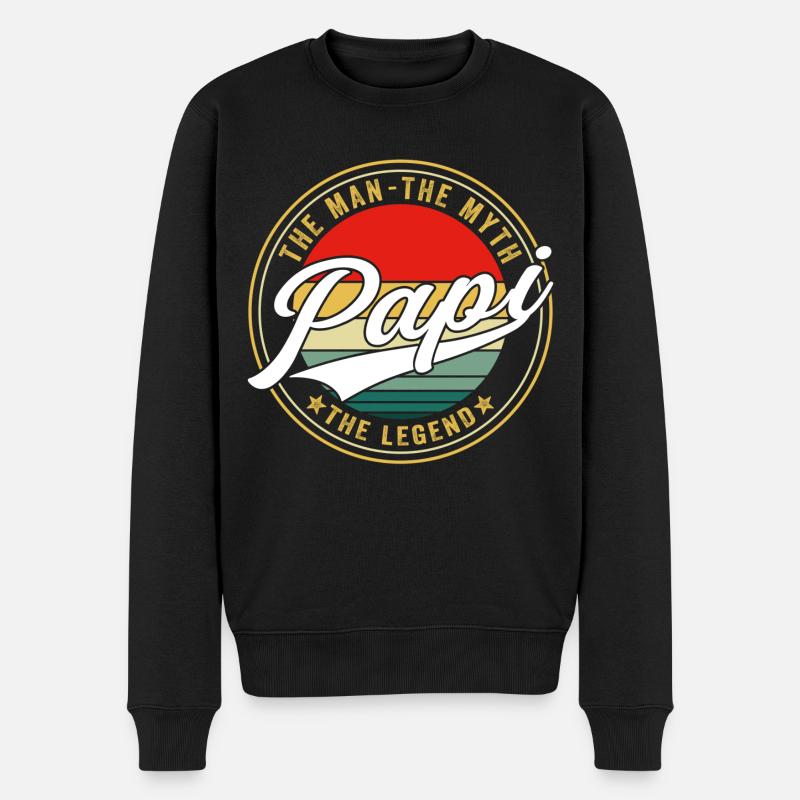 Papi L’homme Le mythe La légende - Pull Premium bio Homme - noir