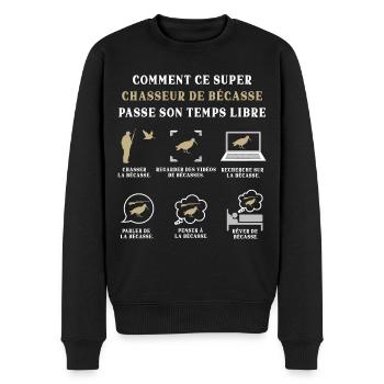 Chasseur de Becasse Chasse Humour Chassé - Pull Premium bio Homme - noir - Devant - Nico (187cm)