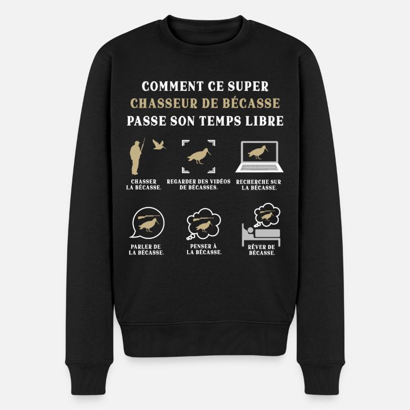 Chasseur de Becasse Chasse Humour Chassé - Pull Premium bio Homme - noir