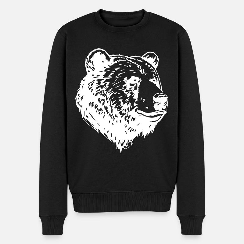 Tête de grizzli d’ours - Pull Premium bio Homme - noir