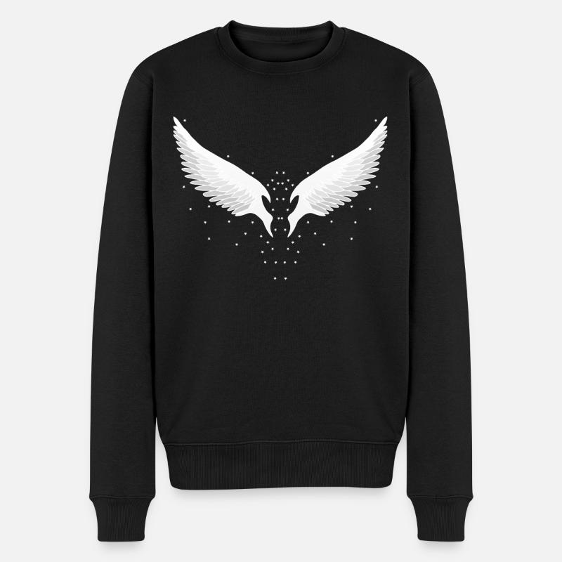 Engelsflügel mit Sternen - Männer Premium Bio Pullover - Schwarz