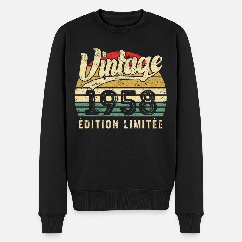 Vintage Geburtstagsgeschenk 1958 Limited Edition - Männer Premium Bio Pullover - Schwarz