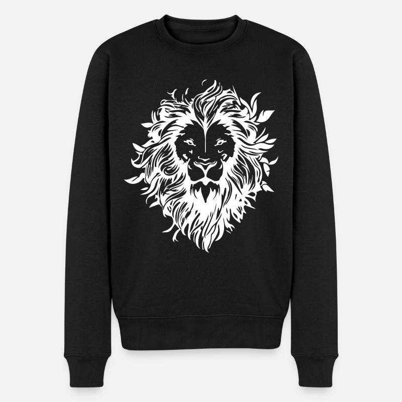 Löwenkopf Löwe - Männer Premium Bio Pullover - Schwarz