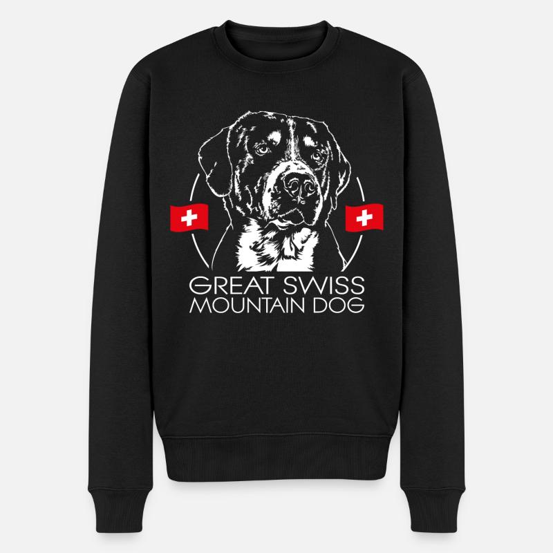 GREAT SWISS MOUNTAIN DOG Portrait Wilsigns Hunde - Männer Premium Bio Pullover - Schwarz