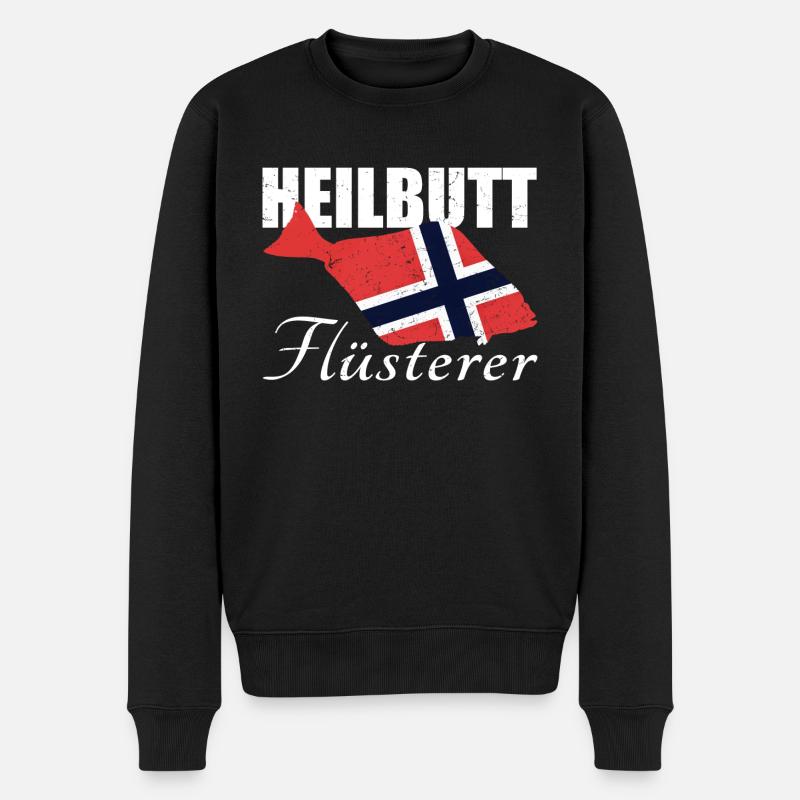 Heilbutt Flüsterer - Männer Premium Bio Pullover - Schwarz