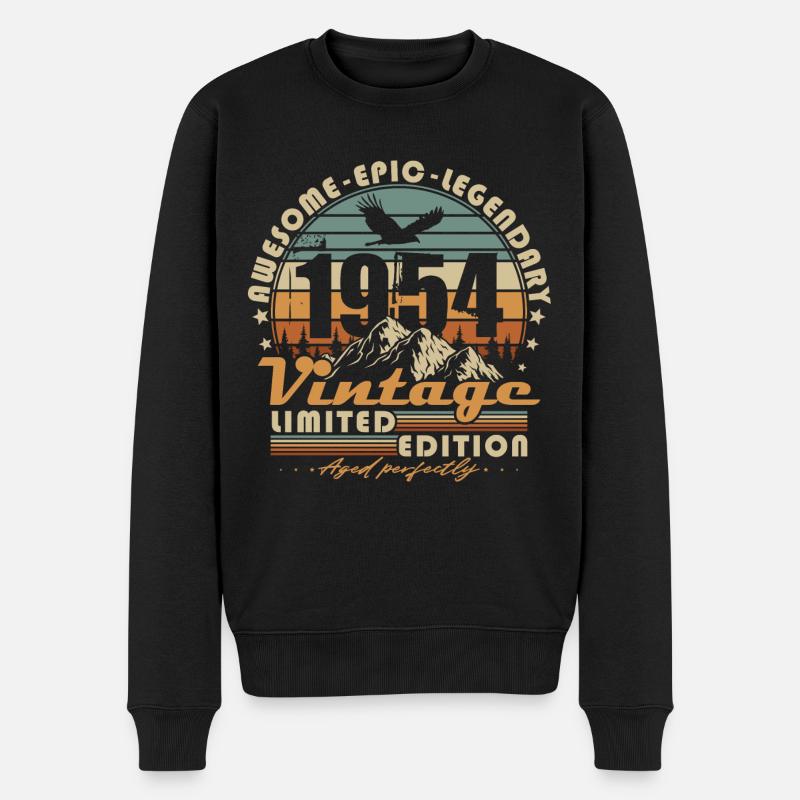 Vintage 1954 Jahrgang Geburtstag Geschenk Retro - Männer Premium Bio Pullover - Schwarz
