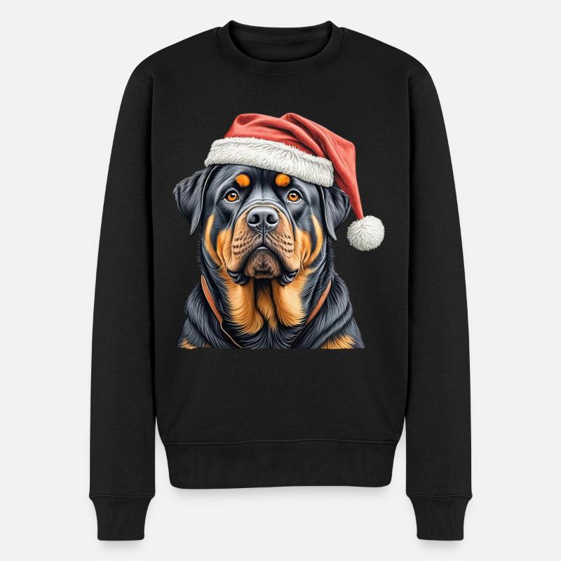 Weihnachts-Rottweiler - Männer Premium Bio Pullover - Schwarz