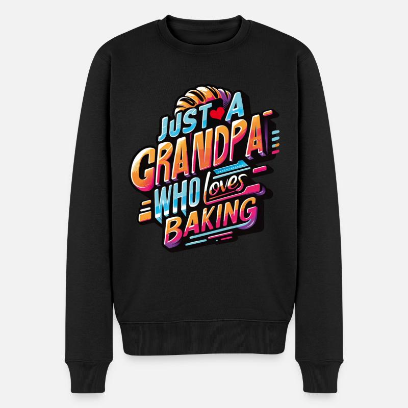 Opa ist Bäcker unser Opa backt gerne - Männer Premium Bio Pullover - Schwarz