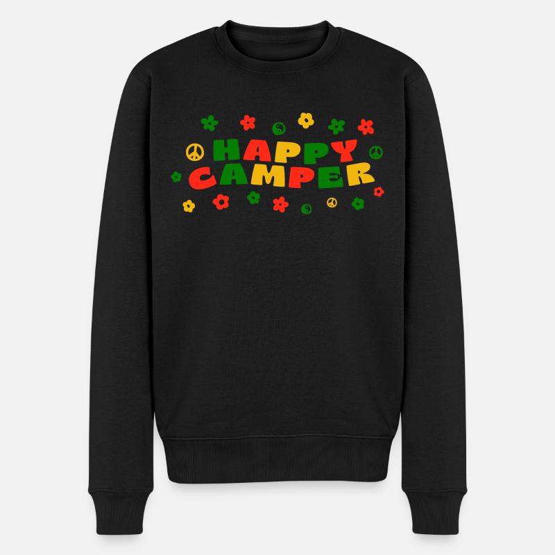 Happy Camper - Männer Premium Bio Pullover - Schwarz
