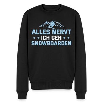 Snowboard Humor Wintersport Snowboarder - Männer Premium Bio Pullover - Schwarz - Vorne - Nico (187cm)