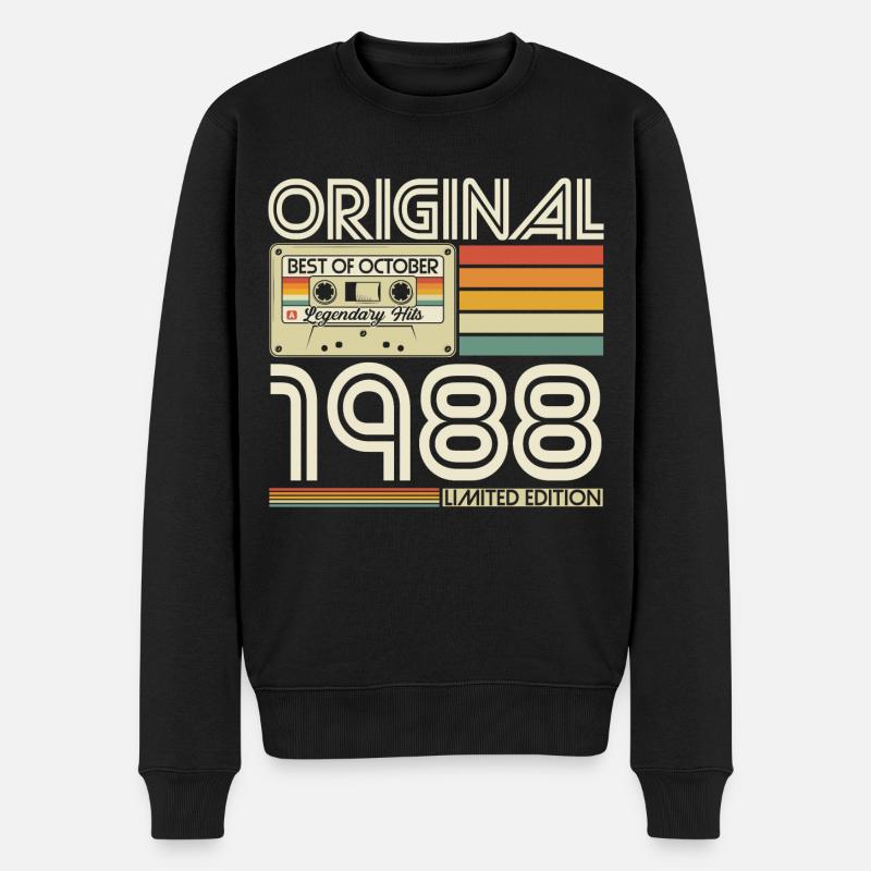 Oktober 1988 Retro Jahrgang Geburtstag Geschenk - Männer Premium Bio Pullover - Schwarz