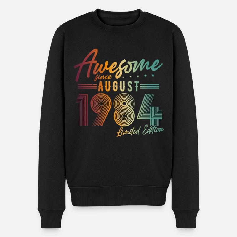 Août 1984 Vintage Vintage Anniversaire Rétro - Pull Premium bio Homme - noir