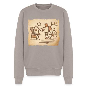 Infirmière gériatrique, Aide-soignante, Aide-soignante - Art vintage - Pull Premium bio Homme - taupe - Devant - Nico (187cm)