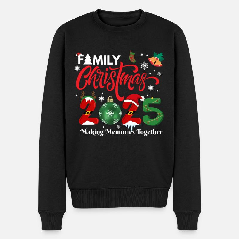 FROHE WEIHNACHTEN, Familienweihnachten 2025 - Männer Premium Bio Pullover - Schwarz