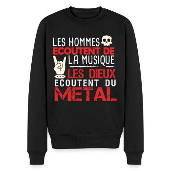 Les dieux écoutent du métal Cadeau musique crâne - Pull Premium bio Homme - noir - Devant - Nico (187cm)