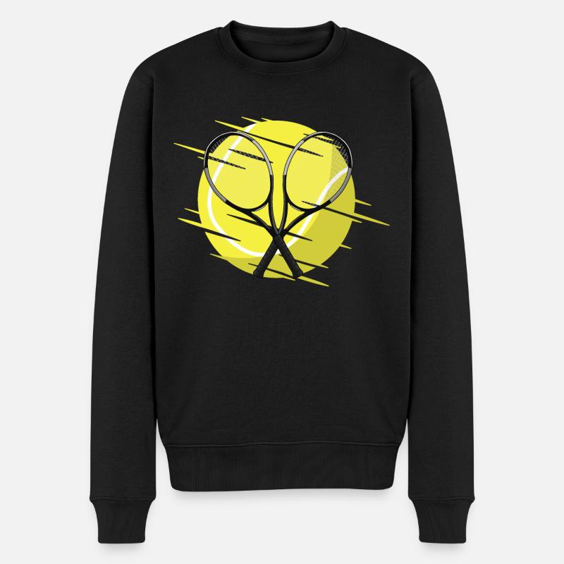 Tennisschläger und Tennisball - Männer Premium Bio Pullover - Schwarz