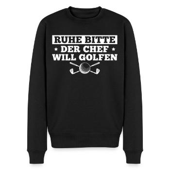 Golf Ruhe Bitte Golfsport Golfer Geschenk - Männer Premium Bio Pullover - Schwarz - Vorne - Nico (187cm)