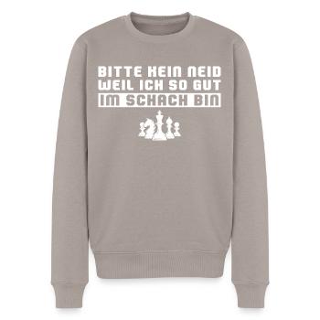 Schachspieler Humor Bitte kein Neid Schach - Männer Premium Bio Pullover - Taupe - Vorne - Nico (187cm)