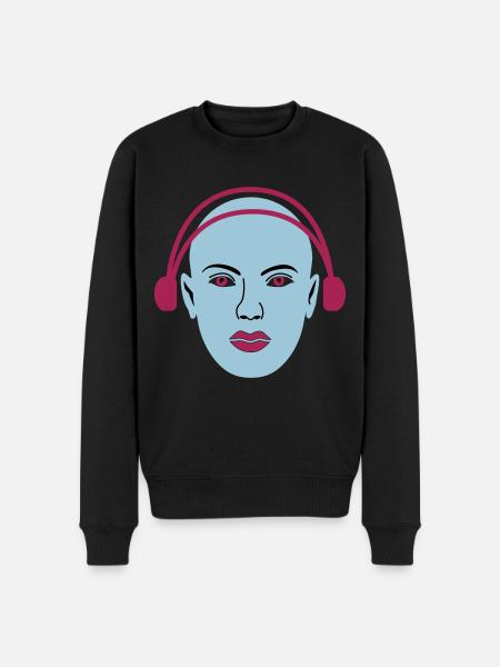 Alien hört Musik - Männer Premium Bio Pullover - Schwarz