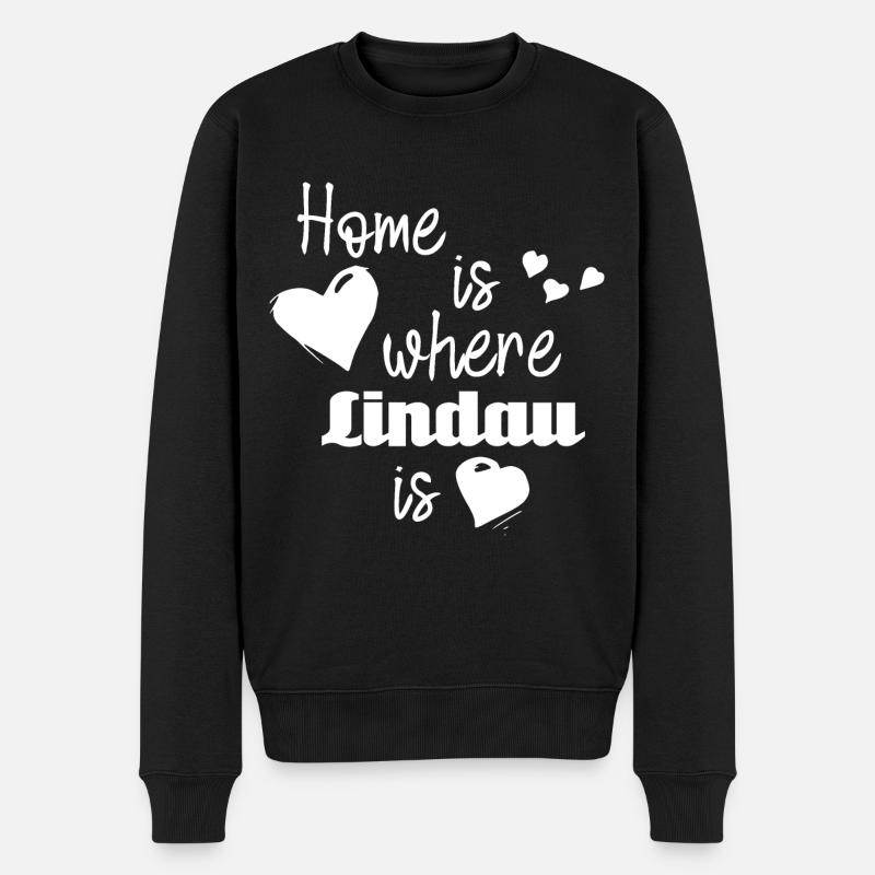 Zuhause in Lindau - Home is where Lindau is - Männer Premium Bio Pullover - Schwarz