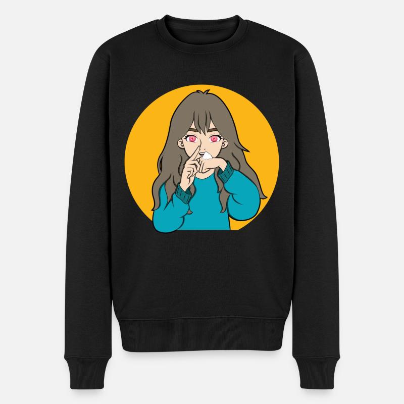 SNIFFING DE COCAÏNE ANIME GIRL - Pull Premium bio Homme - noir