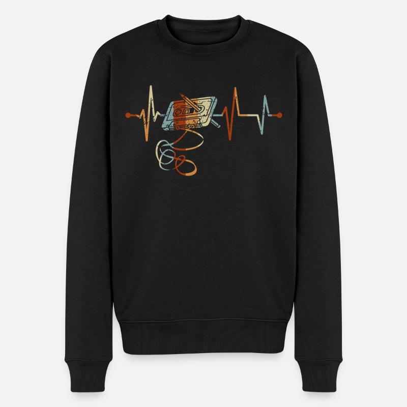 Retro Musik Kassette Herzschlag Vintage Mixtape - Männer Premium Bio Pullover - Schwarz