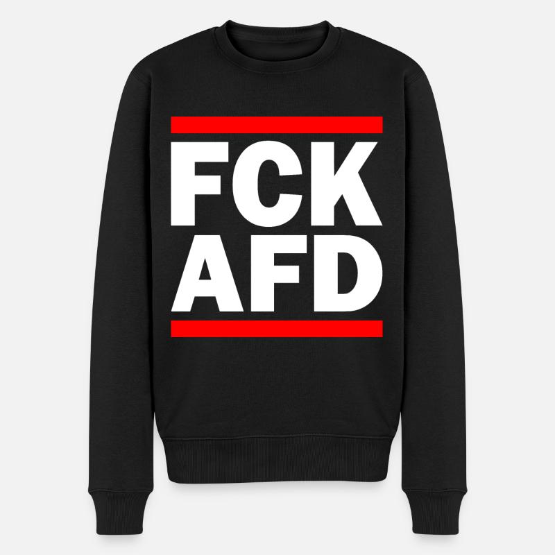Fuck afd - Männer Premium Bio Pullover - Schwarz