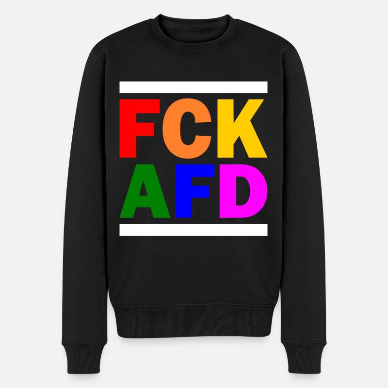 Fck afd - Männer Premium Bio Pullover - Schwarz