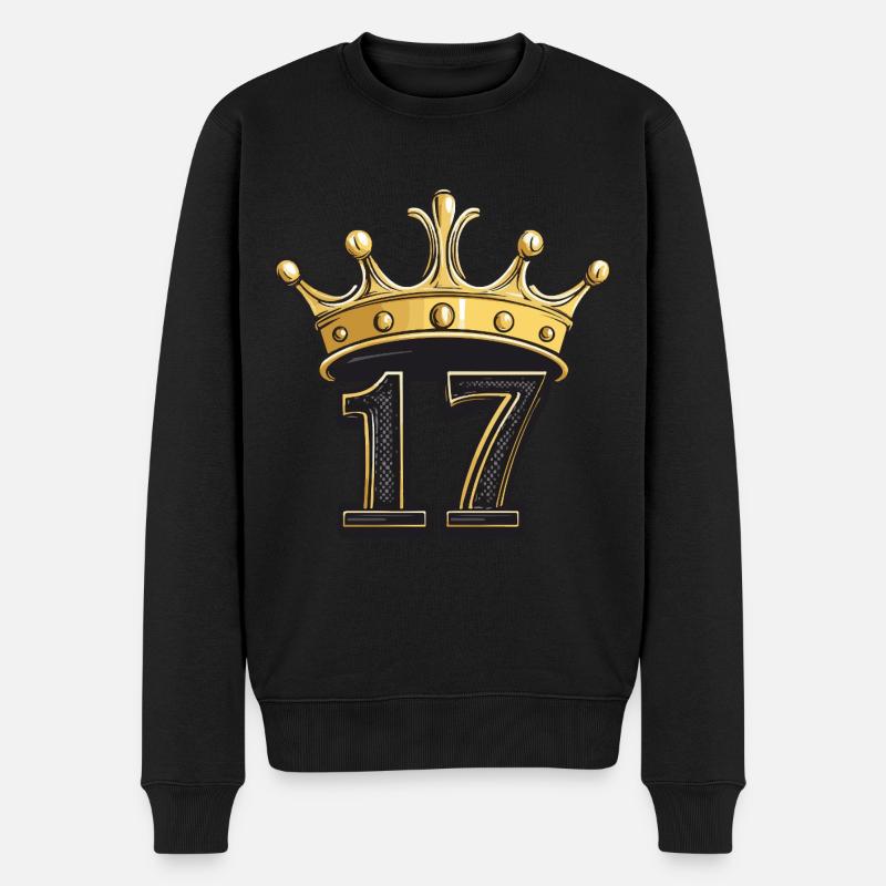 17 Zahl Krone - Männer Premium Bio Pullover - Schwarz