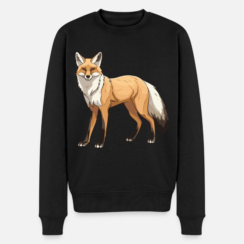 Fuchs Tier - Männer Premium Bio Pullover - Schwarz