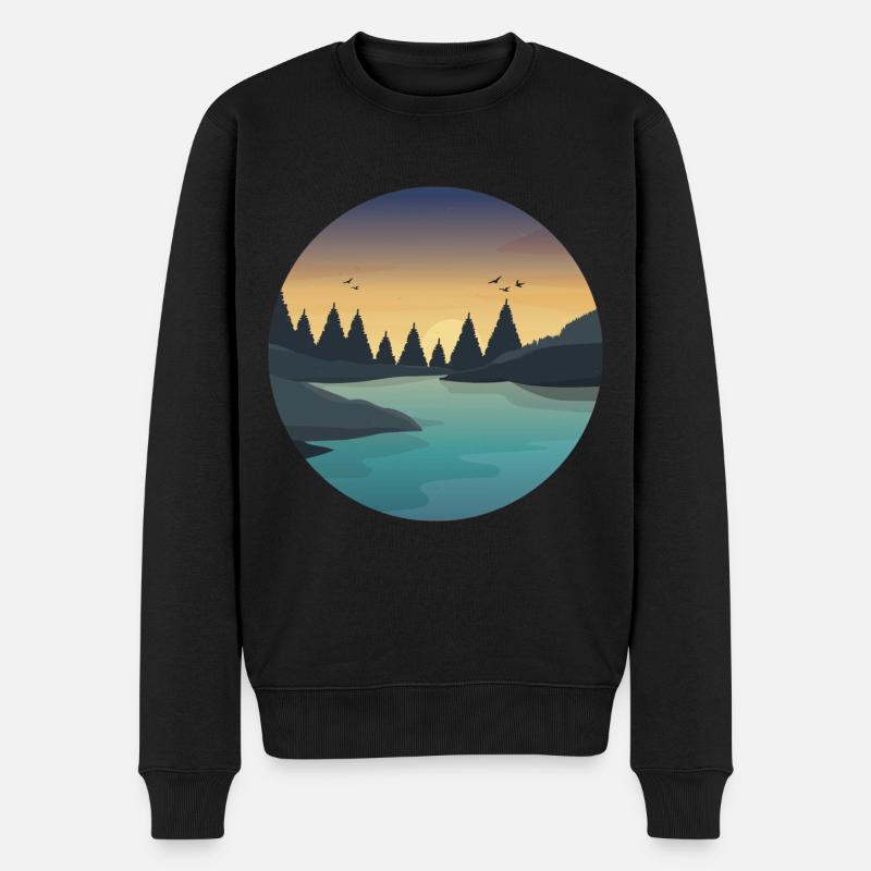 wandern Natur Berg Geschenk - Männer Premium Bio Pullover - Schwarz