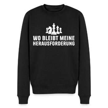 Schach Wo bleibt die Herausfoderung Schachspieler - Männer Premium Bio Pullover - Schwarz - Vorne - Nico (187cm)