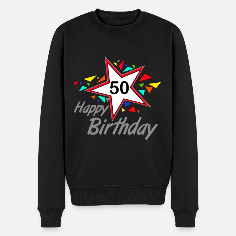 50.Geburtstag , 50 Jahre Happy Birthday Star (25) - Männer Premium Bio Pullover - Schwarz