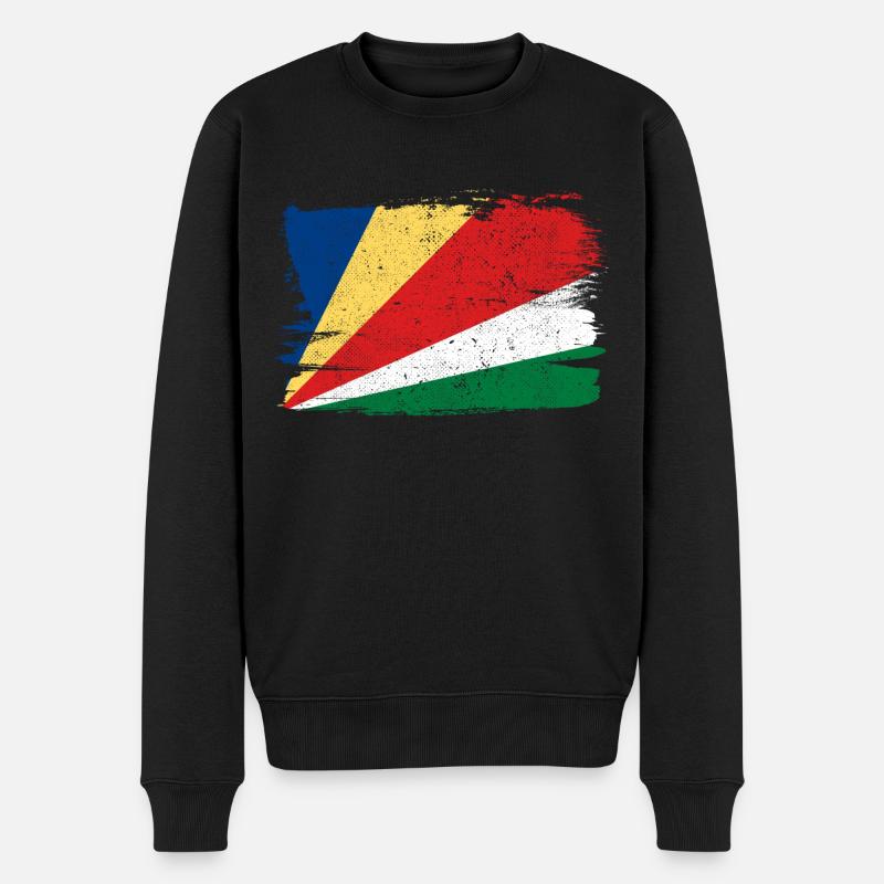 Drapeau des Seychelles Drapeau de la paix Vintage - Pull Premium bio Homme - noir