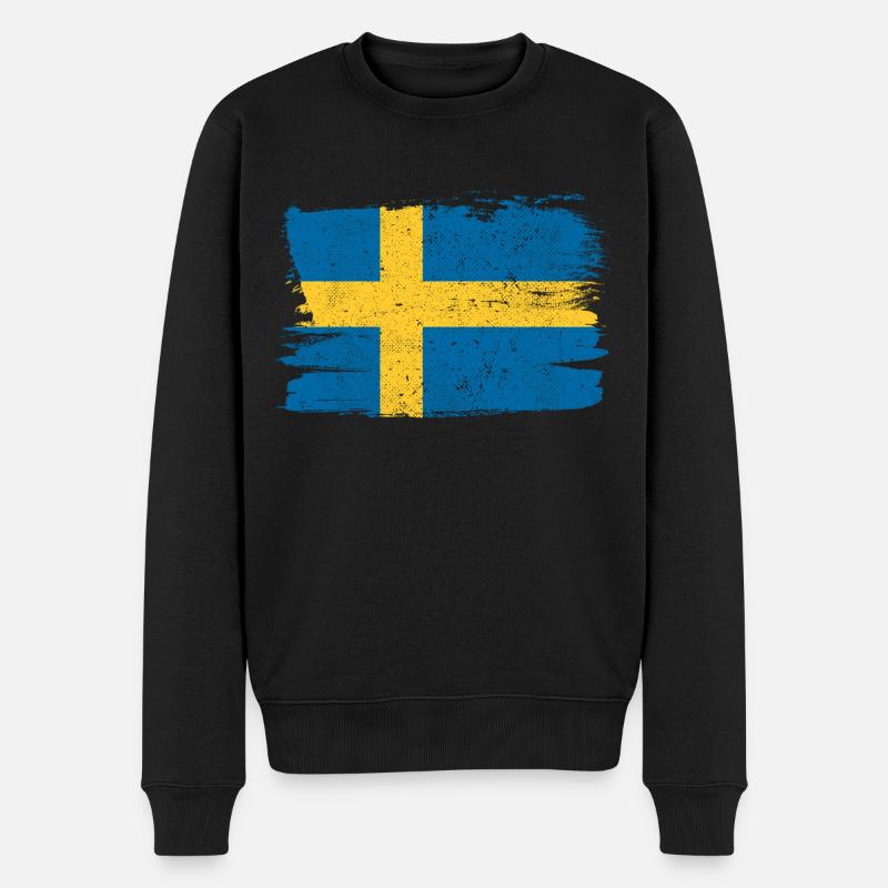 Schweden Flagge Flagge Frieden Vintage - Männer Premium Bio Pullover - Schwarz