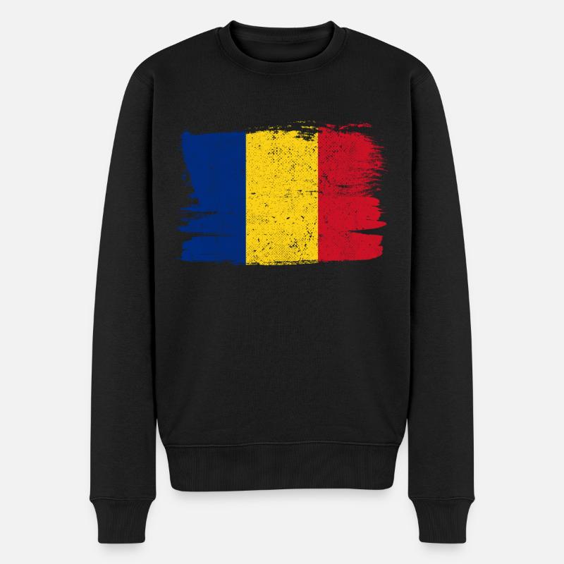 Roumanie Drapeau Drapeau Paix Vintage - Pull Premium bio Homme - noir