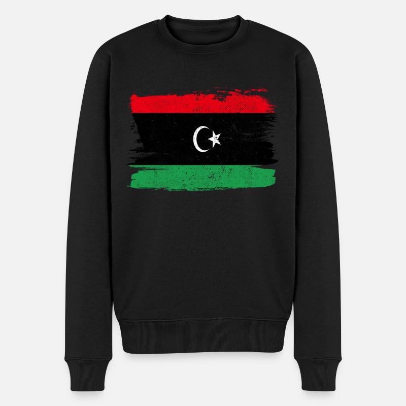 Drapeau de la Libye Drapeau de la paix Vintage - Pull Premium bio Homme - noir
