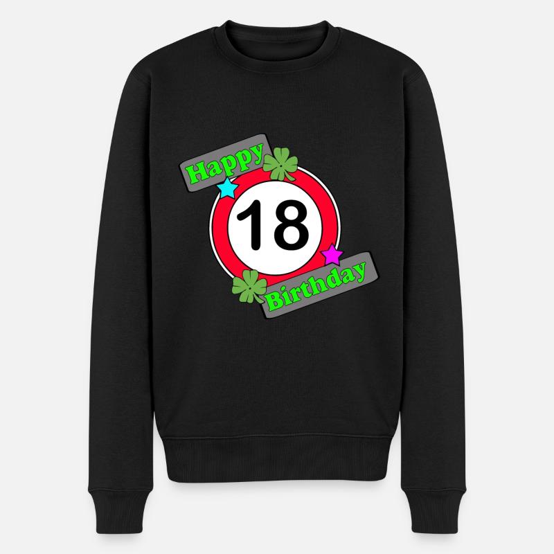 18. Geburtstag ,Volljährig , Happy Birthday 18 (25 - Männer Premium Bio Pullover - Schwarz